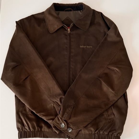 Cutter and Buck Men’s Classic Roosevelt Brown Faux Suede Zipper Jacket Collar LG - Picture 4 of 16